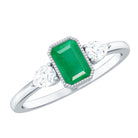 Rosec Jewels-Emerald 3  Stone Ring with Diamond