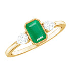 Rosec Jewels-Emerald 3  Stone Ring with Diamond
