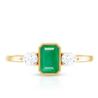 Rosec Jewels-Emerald 3  Stone Ring with Diamond