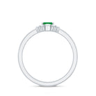 Natural Emerald Cut Emerald Double Band Engagement Ring with Diamond AAA - Rosec Jewels