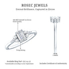 1 CT Octagon Cut Cubic Zirconia Engagement Ring with Trio AAAA - Rosec Jewels