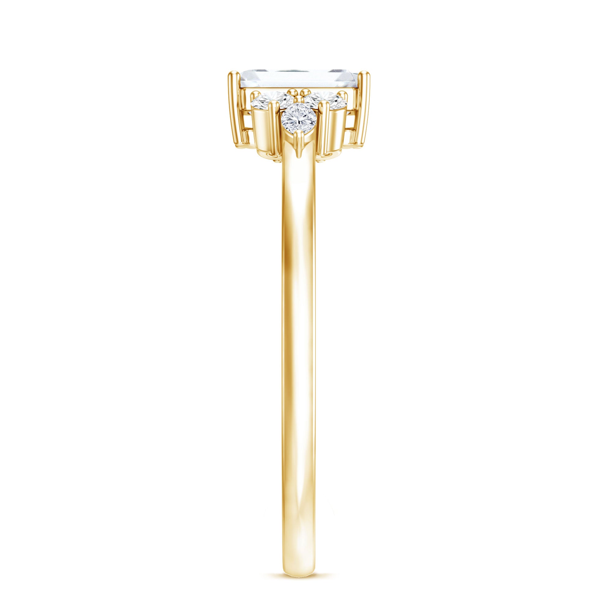 1 CT Octagon Cut Cubic Zirconia Engagement Ring with Trio AAAA - Rosec Jewels