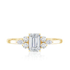 1 CT Octagon Cut Cubic Zirconia Engagement Ring with Trio AAAA - Rosec Jewels