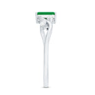 Rosec Jewels-Natural Emerald Cut Emerald Designer Engagement Ring with Diamond