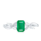Rosec Jewels-Natural Emerald Cut Emerald Designer Engagement Ring with Diamond