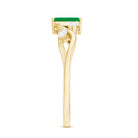 Rosec Jewels-Natural Emerald Cut Emerald Designer Engagement Ring with Diamond