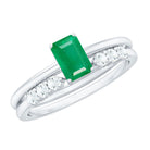 Rosec Jewels-Natural Emerald Cut Emerald Diamond Engagement Wedding Ring Set of 2