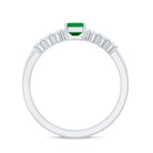Rosec Jewels-Natural Emerald Cut Emerald Diamond Engagement Wedding Ring Set of 2