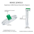 Rosec Jewels-Genuine Emerald Diamond Emerald Cut Engagement Ring and Wedding Band Set