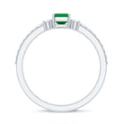 Rosec Jewels-Genuine Emerald Diamond Emerald Cut Engagement Ring and Wedding Band Set