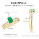 Rosec Jewels-Genuine Emerald Diamond Emerald Cut Engagement Ring and Wedding Band Set