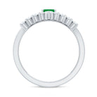 Natural Emerald Diamond Emerald Cut Engagement Ring with Curved Wedding Band AAA - Rosec Jewels