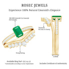 Natural Emerald Diamond Emerald Cut Engagement Ring with Curved Wedding Band AAA - Rosec Jewels
