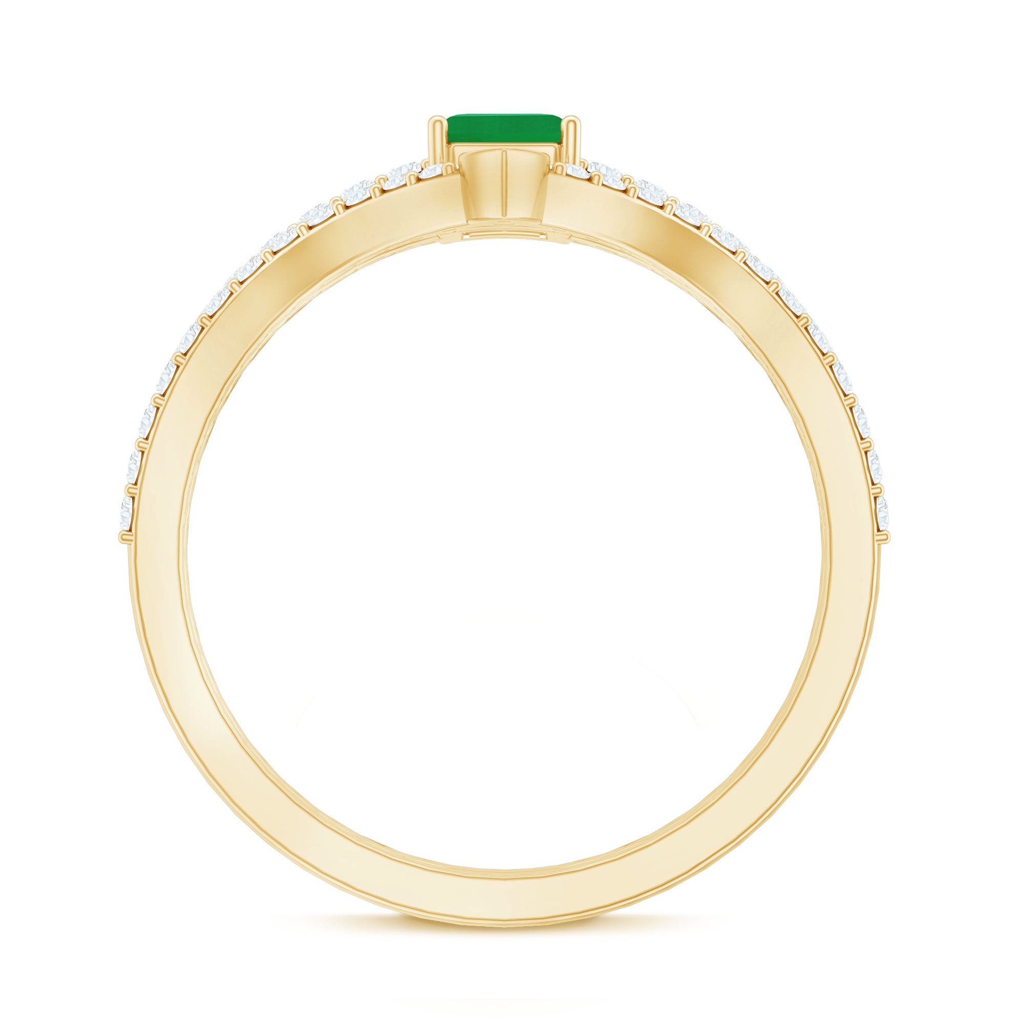 Rosec Jewels-Certified Natural Emerald Diamond Emerald Cut Engagement Ring Wedding Band Set