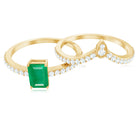Rosec Jewels-Certified Natural Emerald Diamond Emerald Cut Engagement Ring Wedding Band Set