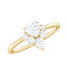 Certified Moissanite Heart Promise Ring with Accent D-VS1 - Rosec Jewels