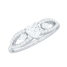 Certified Moissanite Heart Promise Ring with Split Shank D-VS1 - Rosec Jewels