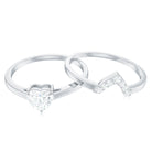 Rosec Jewels-Heart Shaped Moissanite Solitaire Wedding Ring Set for Women