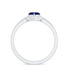 Rosec Jewels-3/4 CT Heart Shape Blue Sapphire Solitaire Ring Set with Diamond Chevron Band