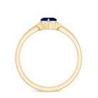 Rosec Jewels-3/4 CT Heart Shape Blue Sapphire Solitaire Ring Set with Diamond Chevron Band