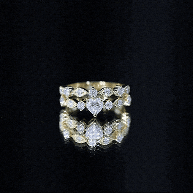 Heart Shape Moissanite Vintage Wedding Ring Set D-VS1 - Rosec Jewels
