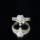 Cubic Zirconia Heart Ring Set with V Shape Band AAAA - Rosec Jewels