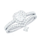 Cubic Zirconia Heart Ring Set with V Shape Band AAAA - Rosec Jewels