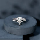 Cubic Zirconia Heart Ring Set with V Shape Band AAAA - Rosec Jewels
