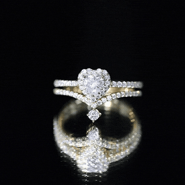 Certified Moissanite Heart Wedding Ring Set for Women D-VS1 - Rosec Jewels