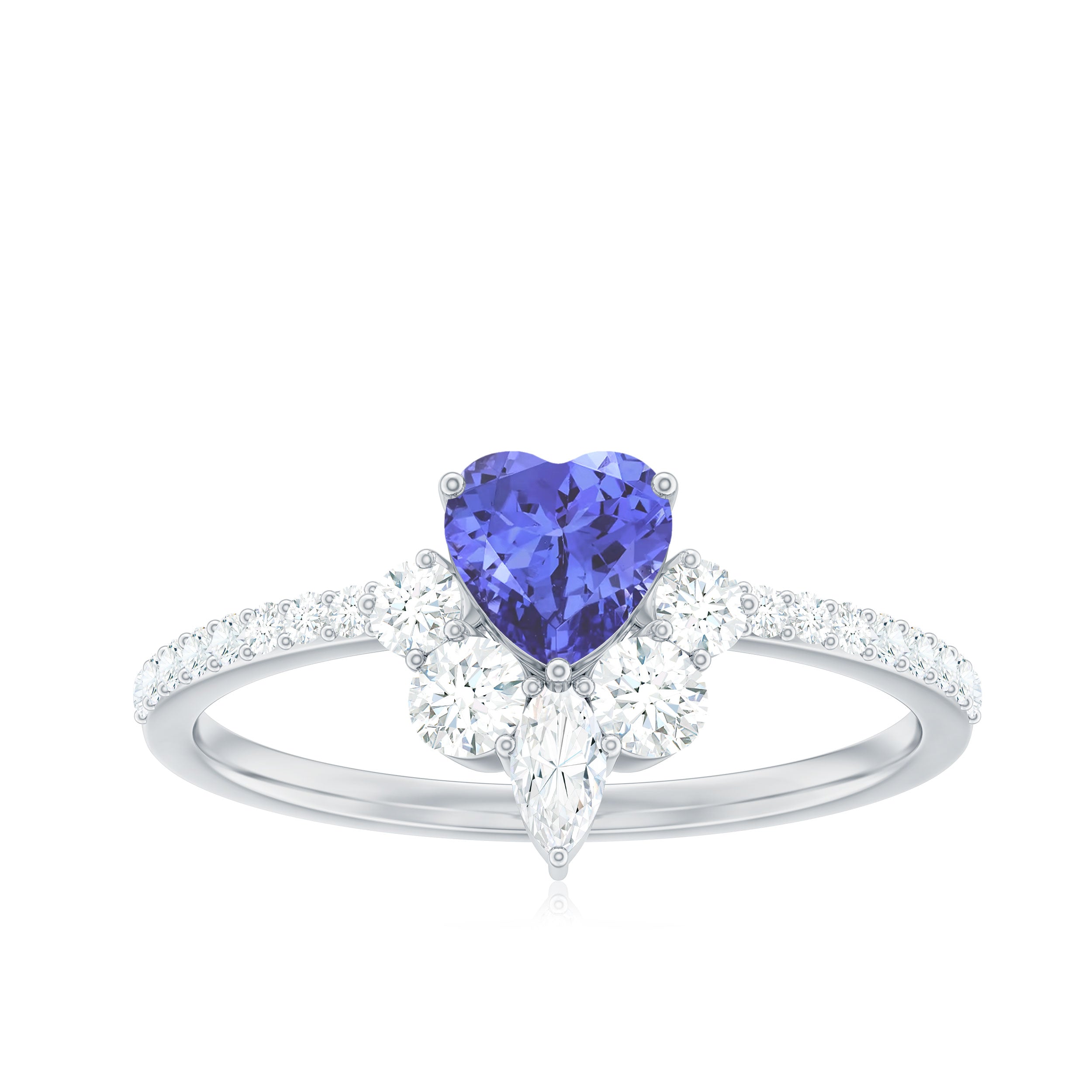 Rosec Jewels-Natural Tanzanite Diamond Heart Promise Ring for Engagement