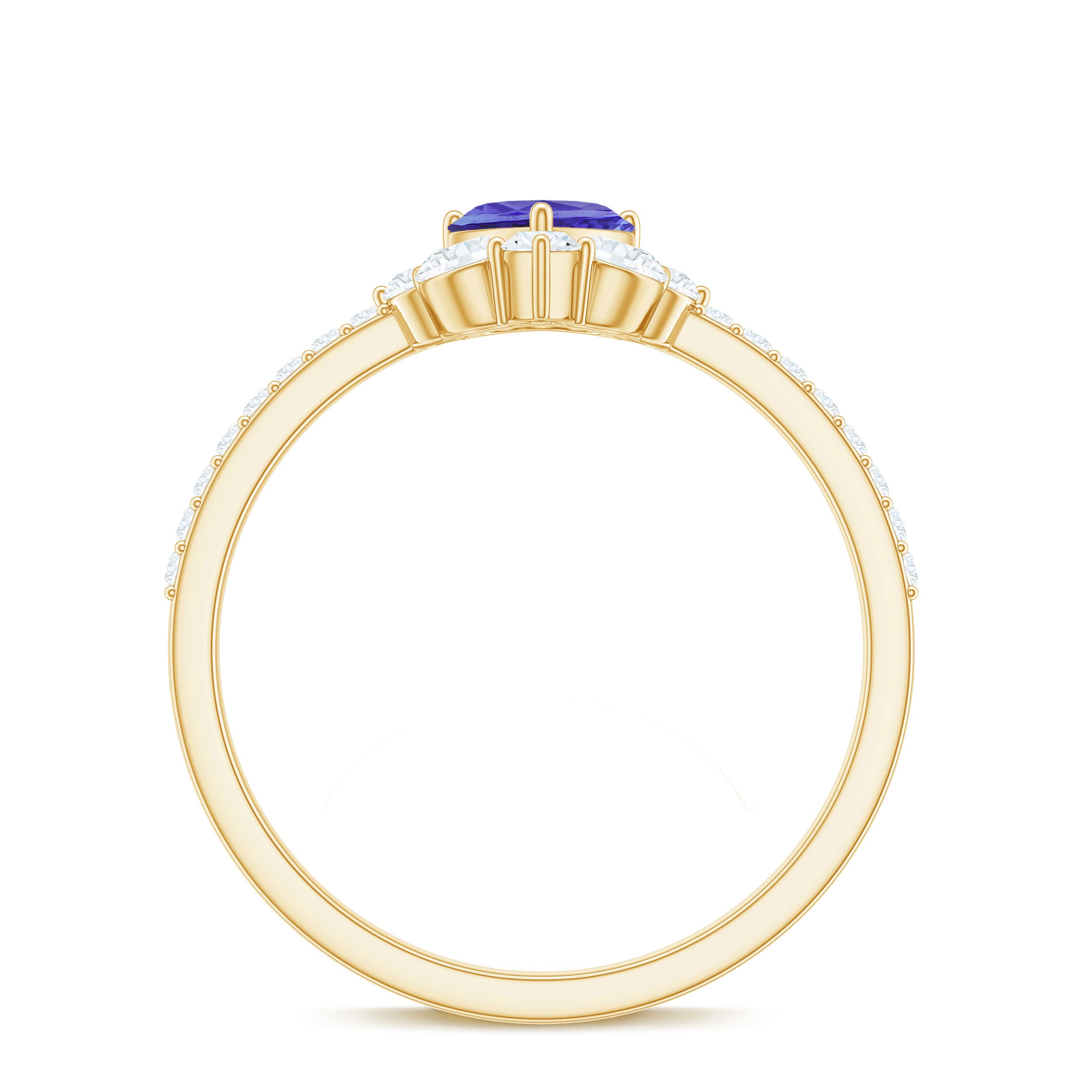 Rosec Jewels-Natural Tanzanite Diamond Heart Promise Ring for Engagement