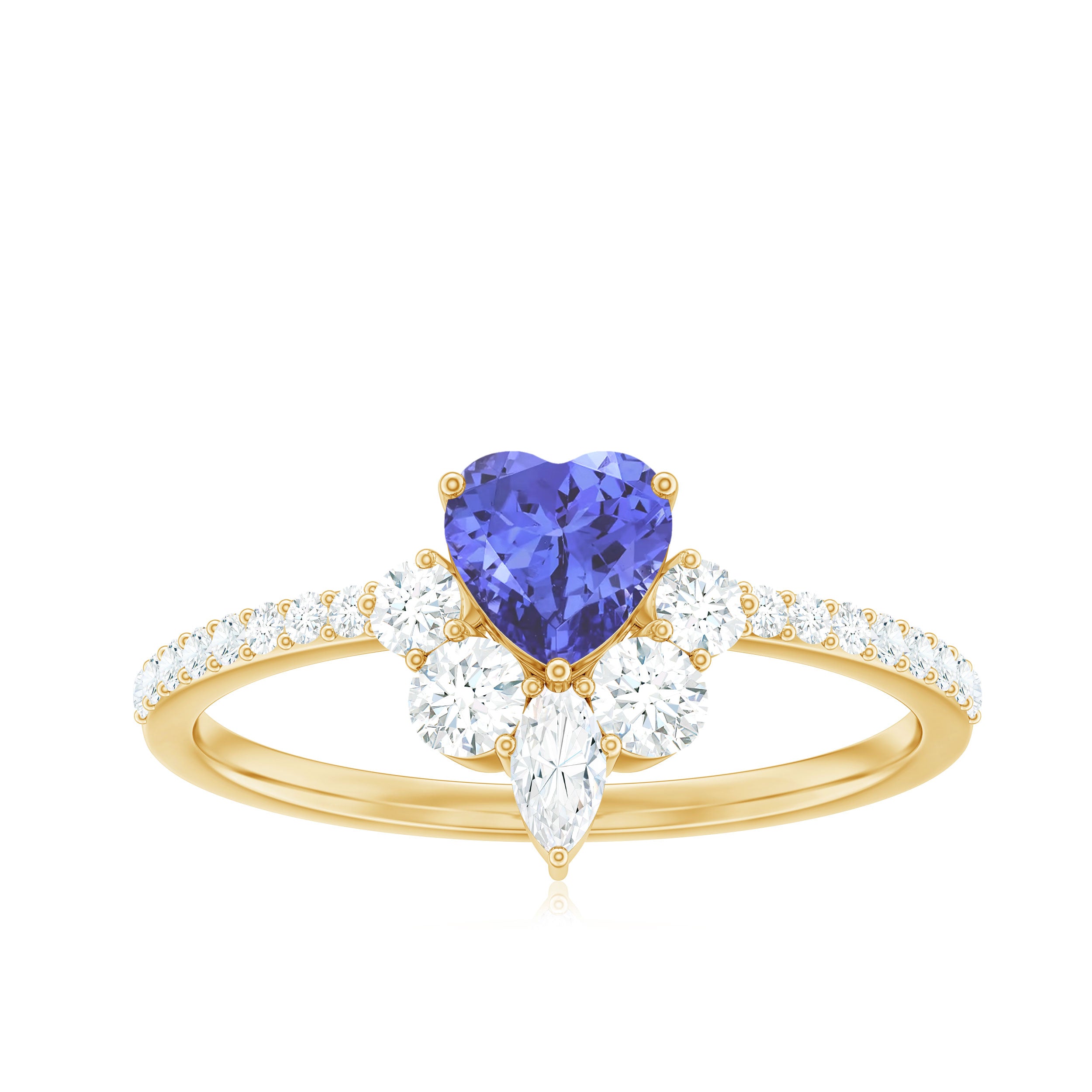 Rosec Jewels-Natural Tanzanite Diamond Heart Promise Ring for Engagement