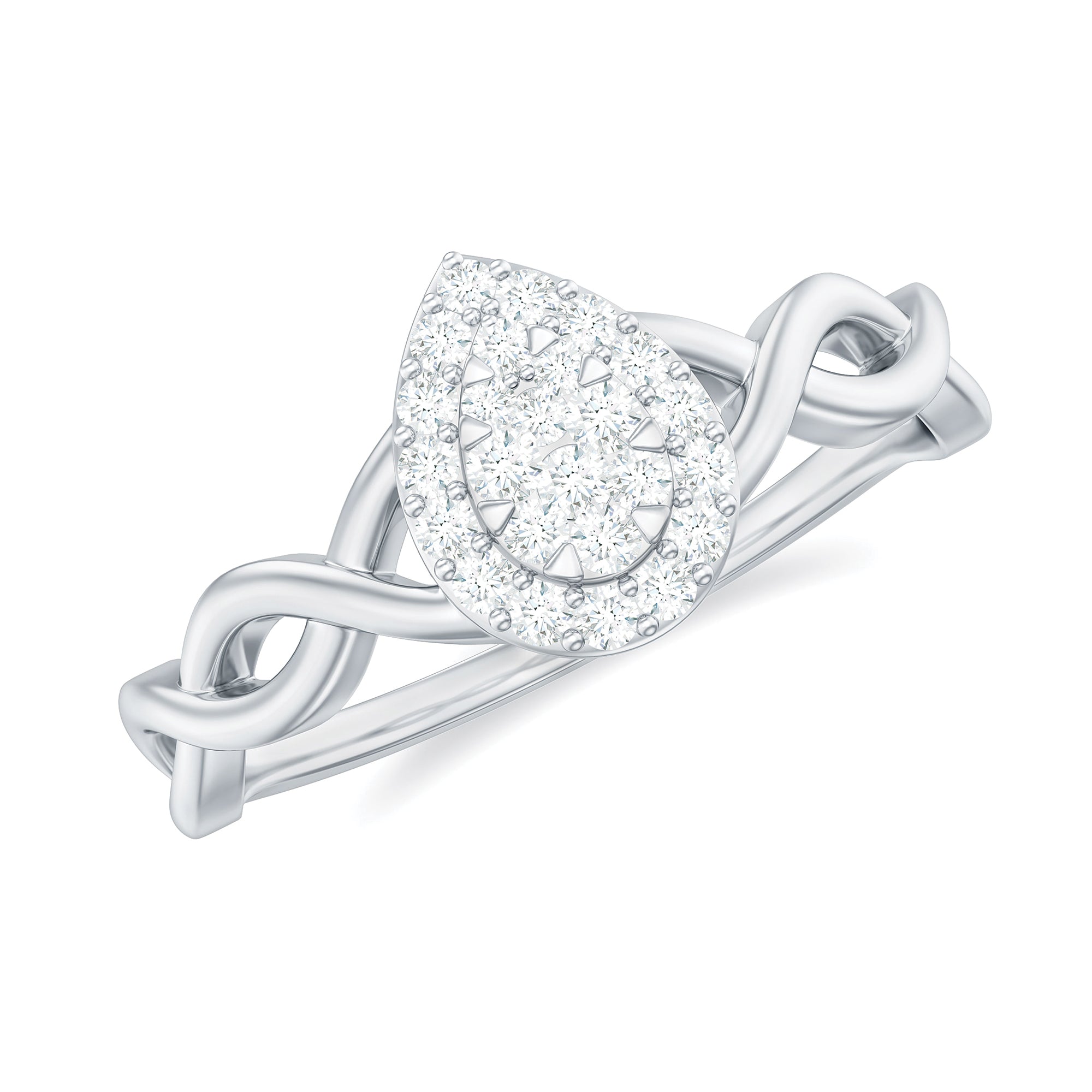 Rosec Jewels-Illusion Set Round Moissanite Crossover Halo Engagement Ring