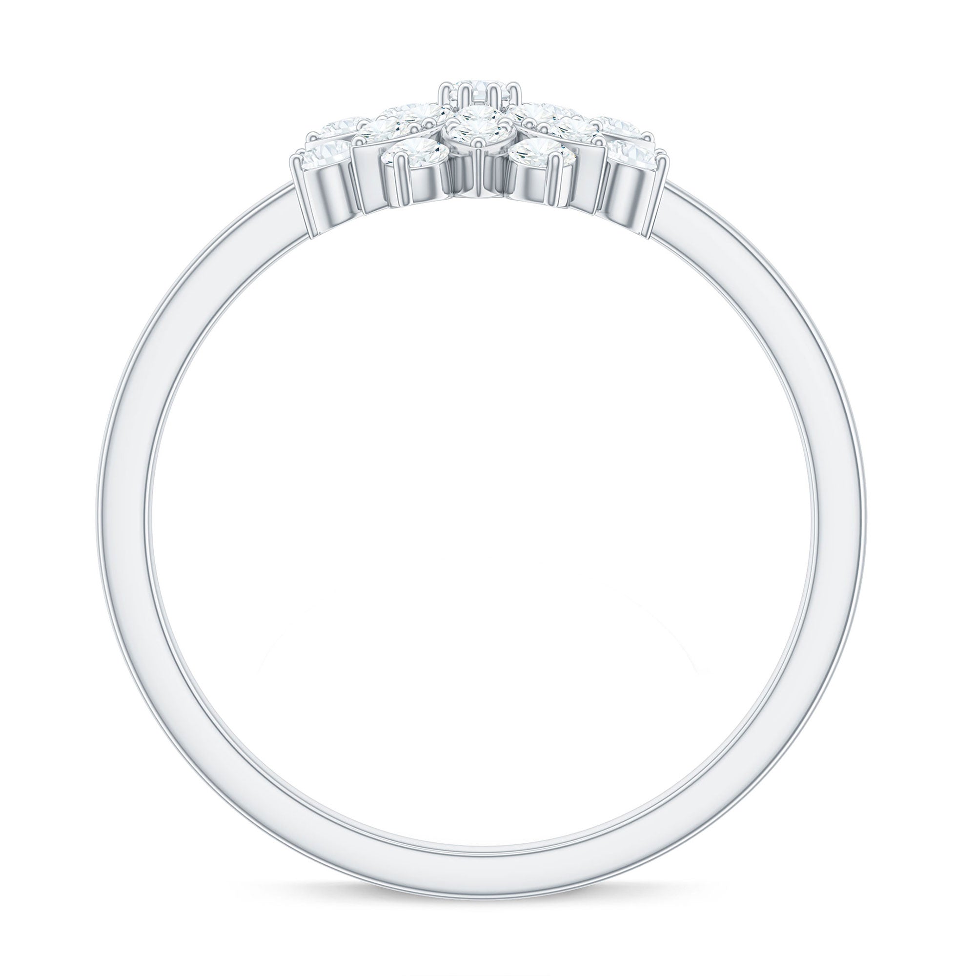 Certified Cubic Zirconia Flower Cluster Engagement Ring AAAA - Rosec Jewels