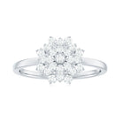 Certified Cubic Zirconia Flower Cluster Engagement Ring AAAA - Rosec Jewels