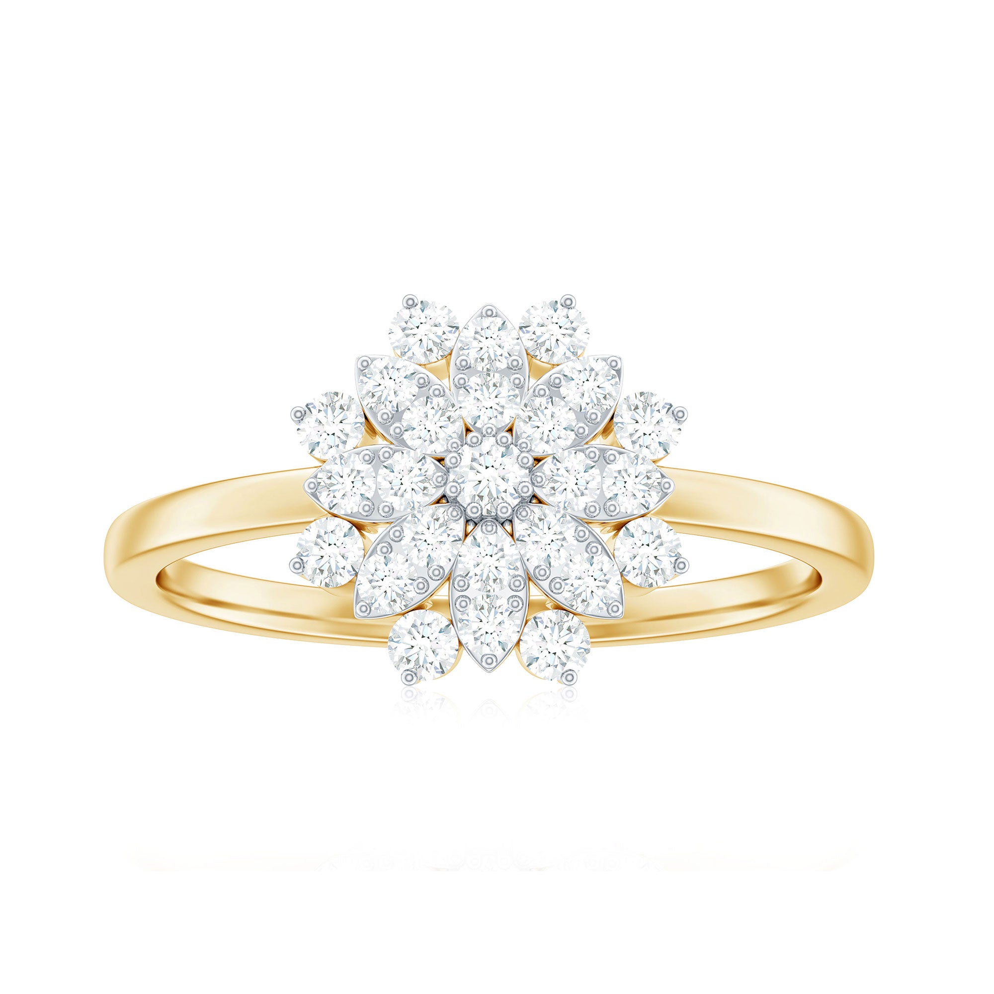 Certified Cubic Zirconia Flower Cluster Engagement Ring AAAA - Rosec Jewels