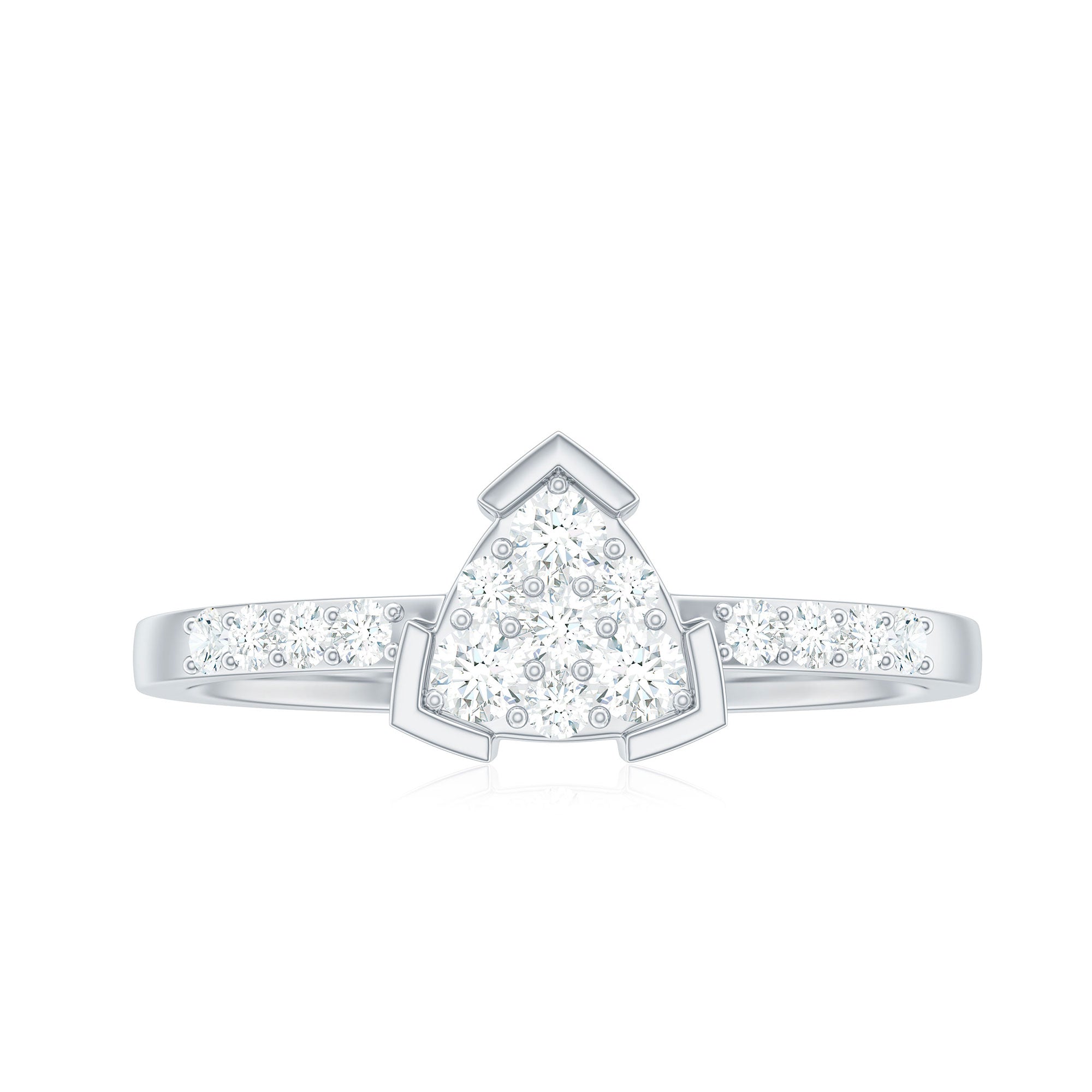 1/2 CT Round Cubic Zirconia Triangular Engagement Ring AAAA - Rosec Jewels