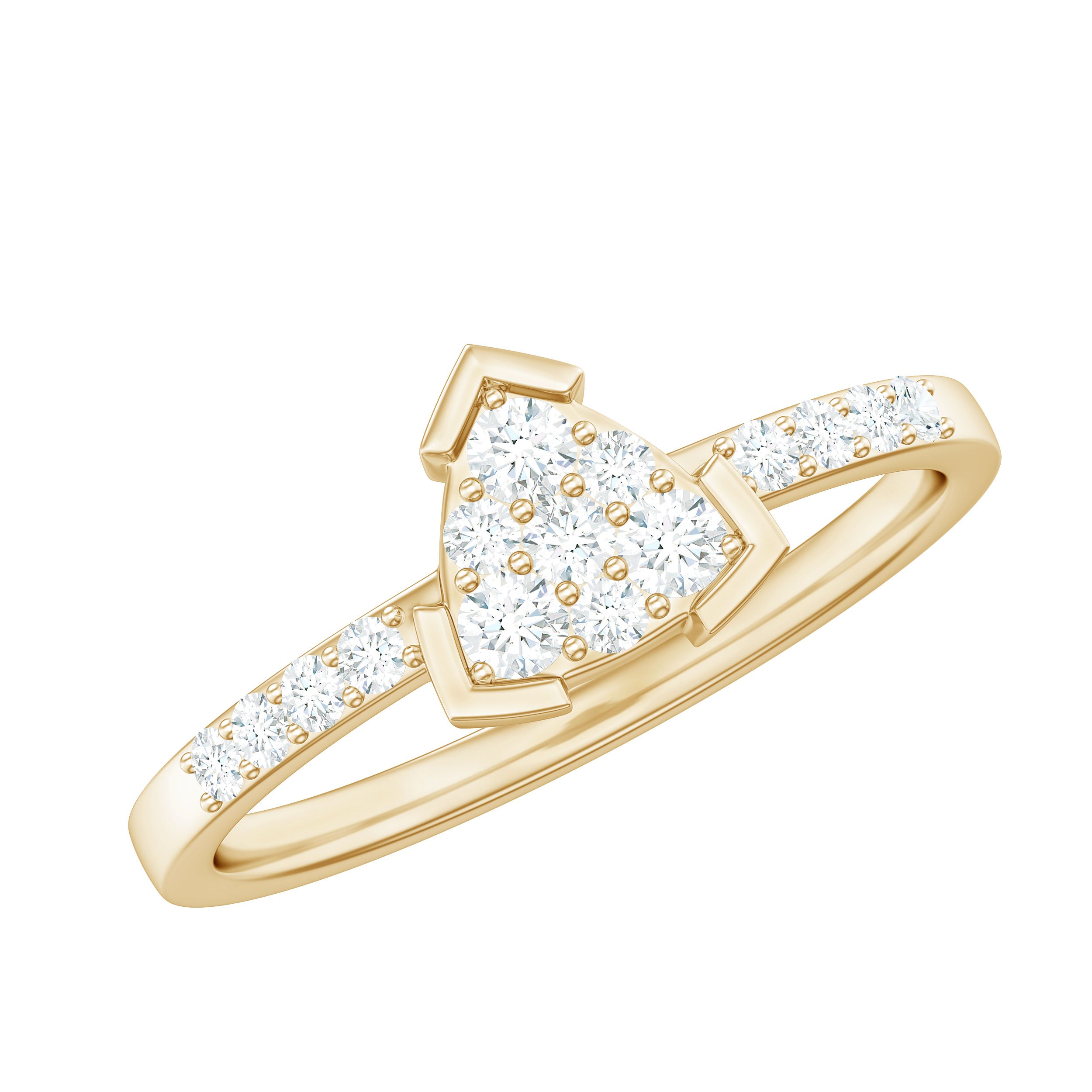 1/2 CT Round Cubic Zirconia Triangular Engagement Ring AAAA - Rosec Jewels