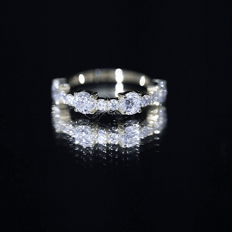 Rosec Jewels-Round Moissanite Half Eternity Wedding Band