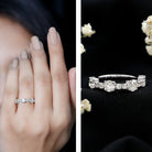Rosec Jewels-Round Moissanite Half Eternity Wedding Band