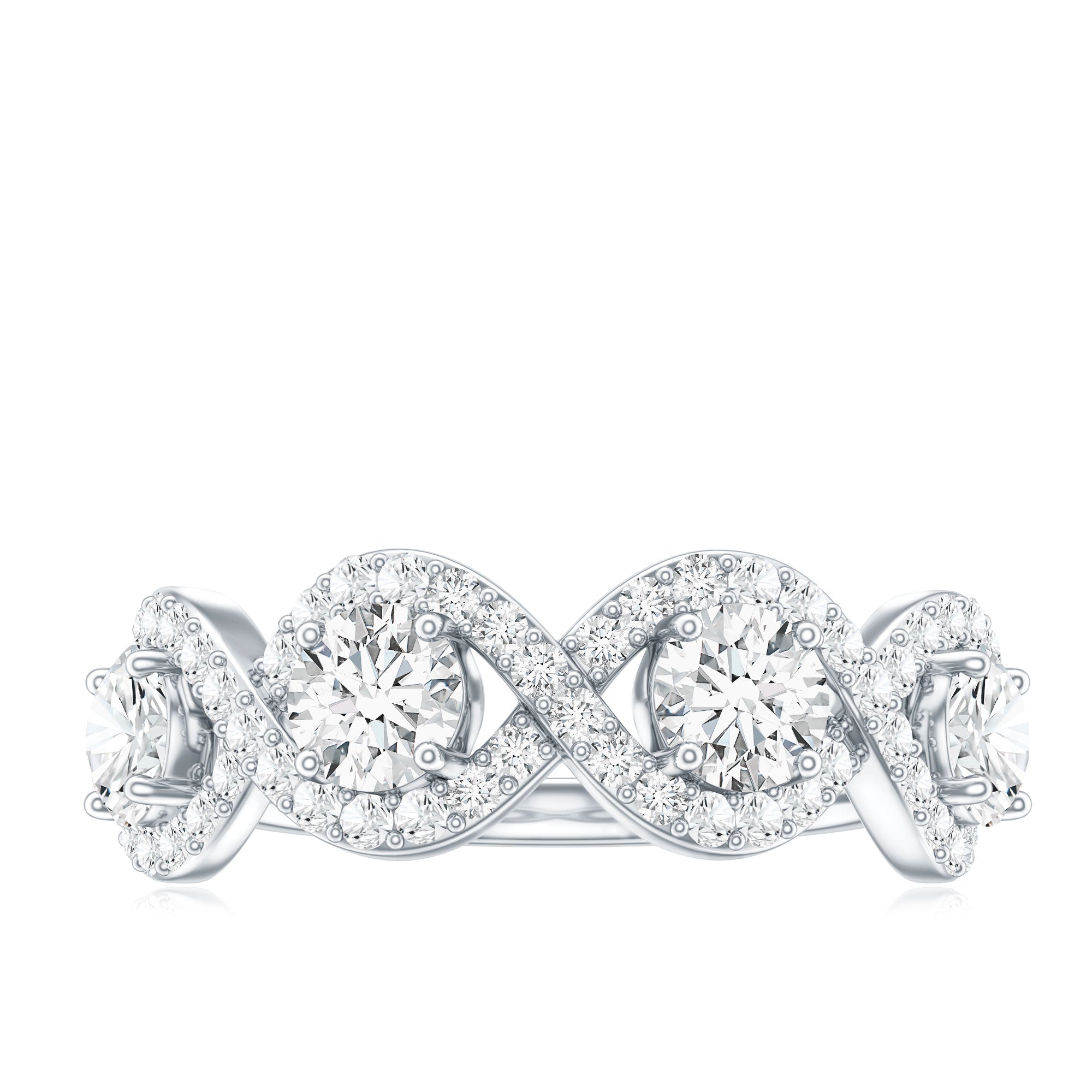 Round Moissanite Infinity Wedding Band Ring D-VS1 - Rosec Jewels