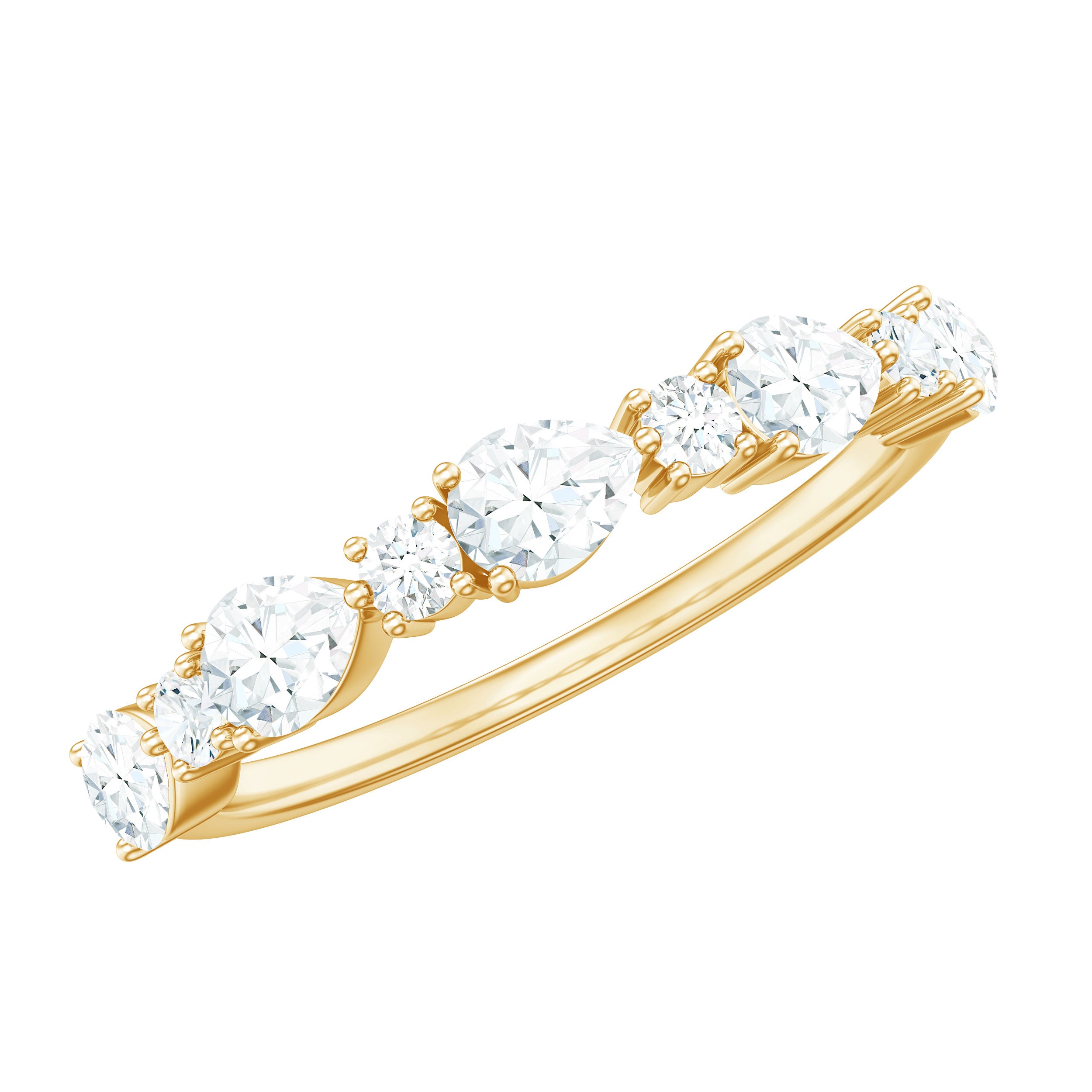 Certified Moissanite Half Eternity Stackable Ring for Women D-VS1 - Rosec Jewels