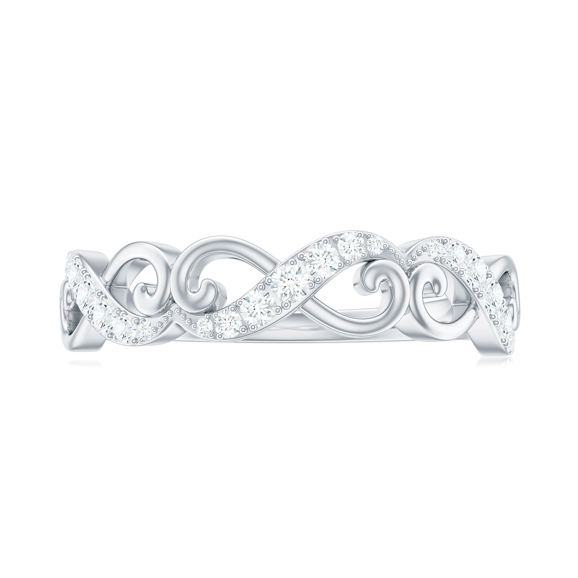 Vintage Inspired Moissanite Infinity Wedding Band Ring D-VS1 - Rosec Jewels