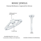 3/4 CT Zircon Two Stone Engagement Ring with Split Shank AAAA - Rosec Jewels