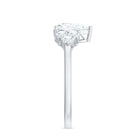 Zircon Teardrop Engagement Ring with Cluster Accent AAAA - Rosec Jewels