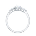 Certified 1.3 Carat Moissanite Pear Engagement Ring with Trio D-VS1 - Rosec Jewels