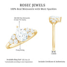 Certified 1.3 Carat Moissanite Pear Engagement Ring with Trio D-VS1 - Rosec Jewels
