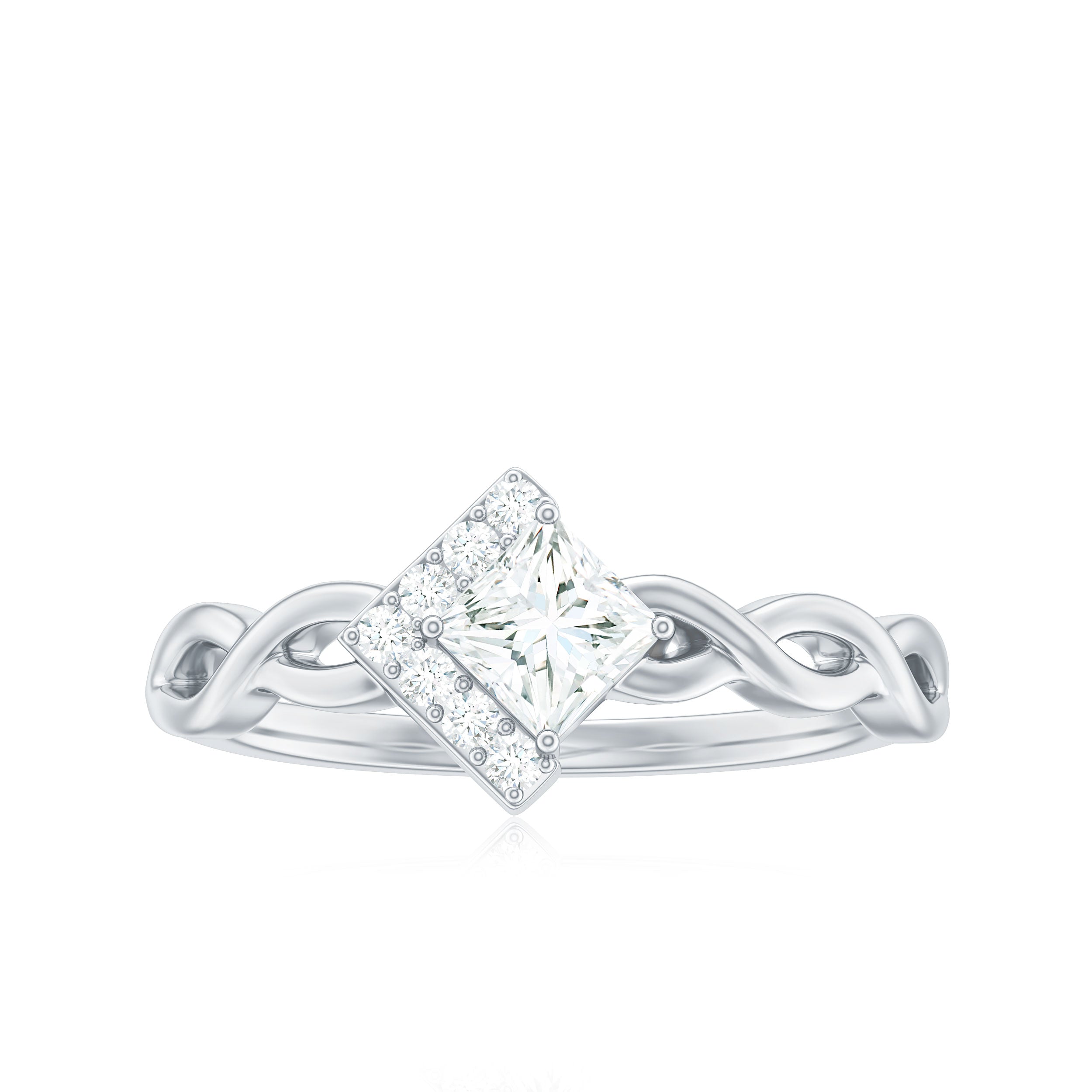 Princess Cut Moissanite Infinity Promise Ring with Half Halo D-VS1 - Rosec Jewels