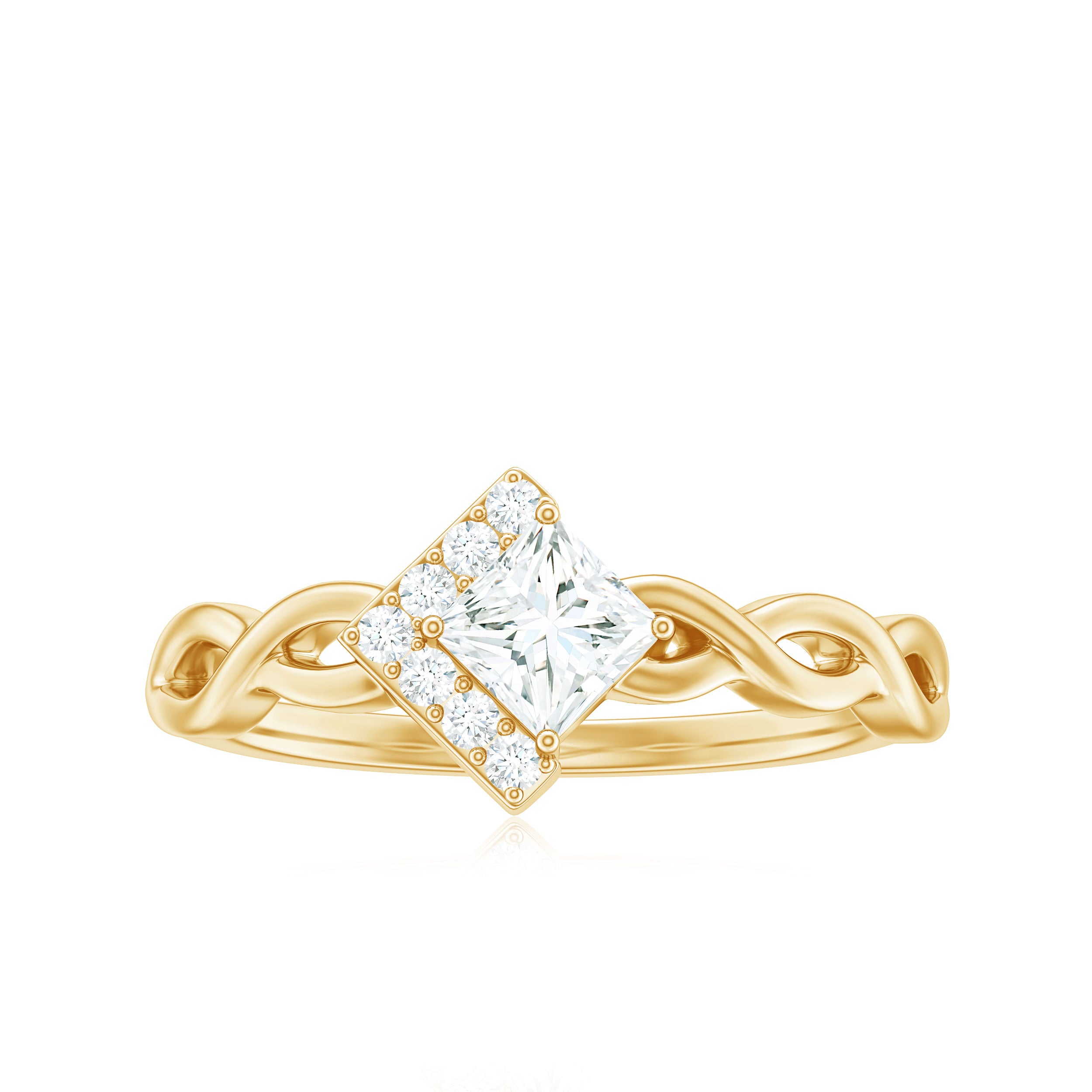 Princess Cut Moissanite Infinity Promise Ring with Half Halo D-VS1 - Rosec Jewels