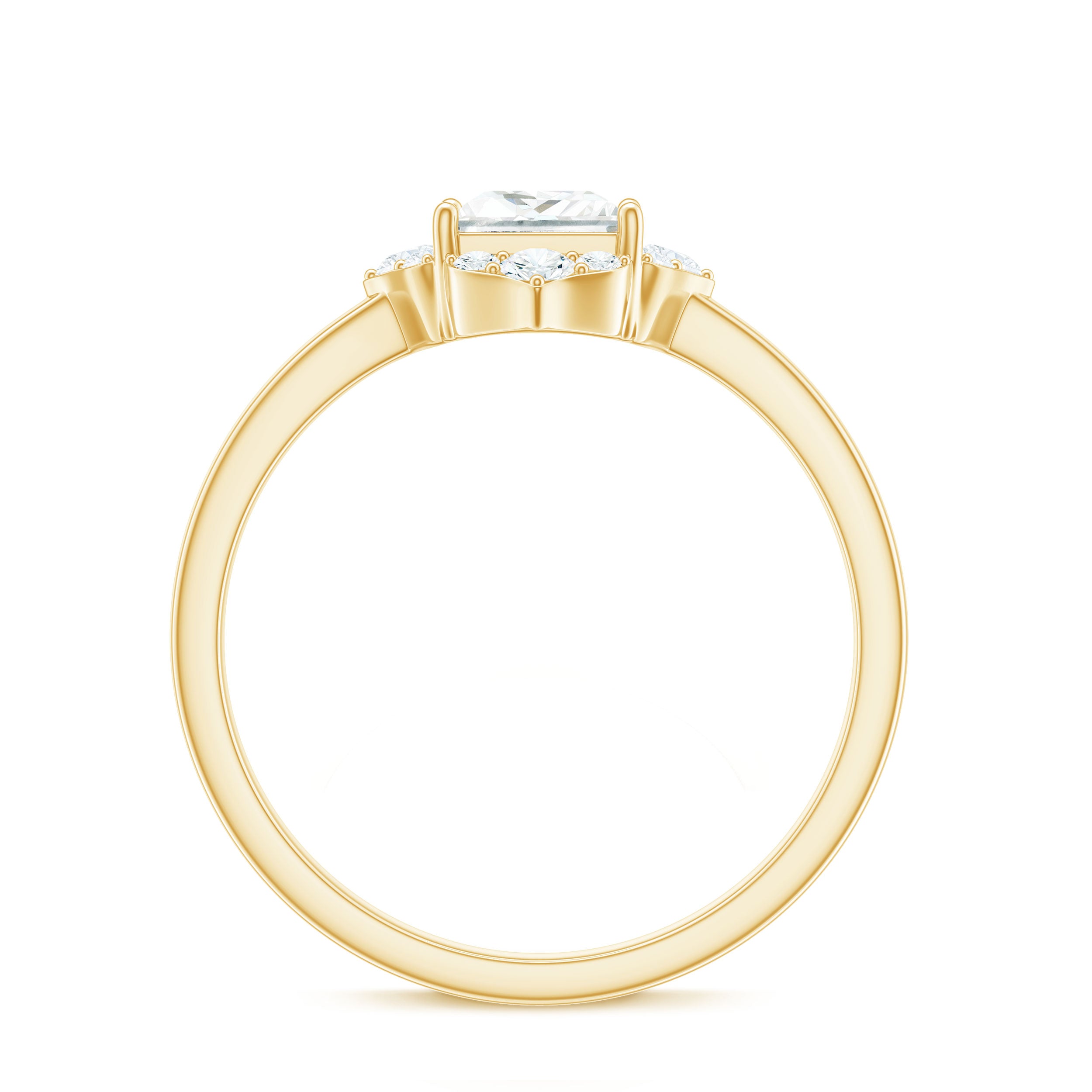 Rosec Jewels-Princess Cut Moissanite Floral Engagement Ring for Women